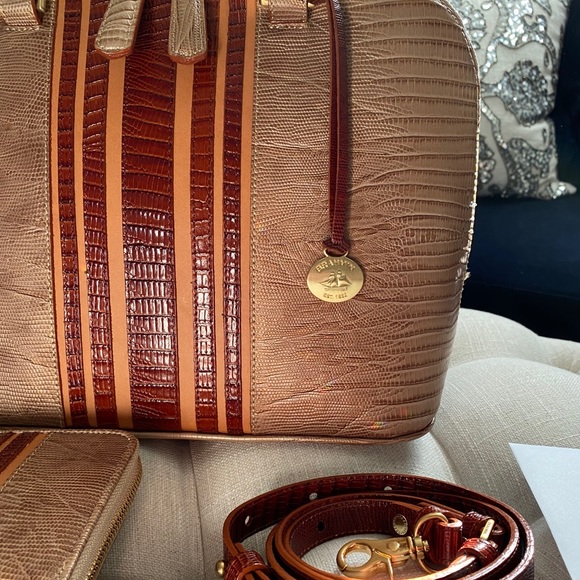 SOLD!✨SALE✨NEW✨BRAHMIN SET✨VIVIAN RARE TRI-LEATHER BAG & MATCHING BRAHMIN WALLET - Picture 5 of 16